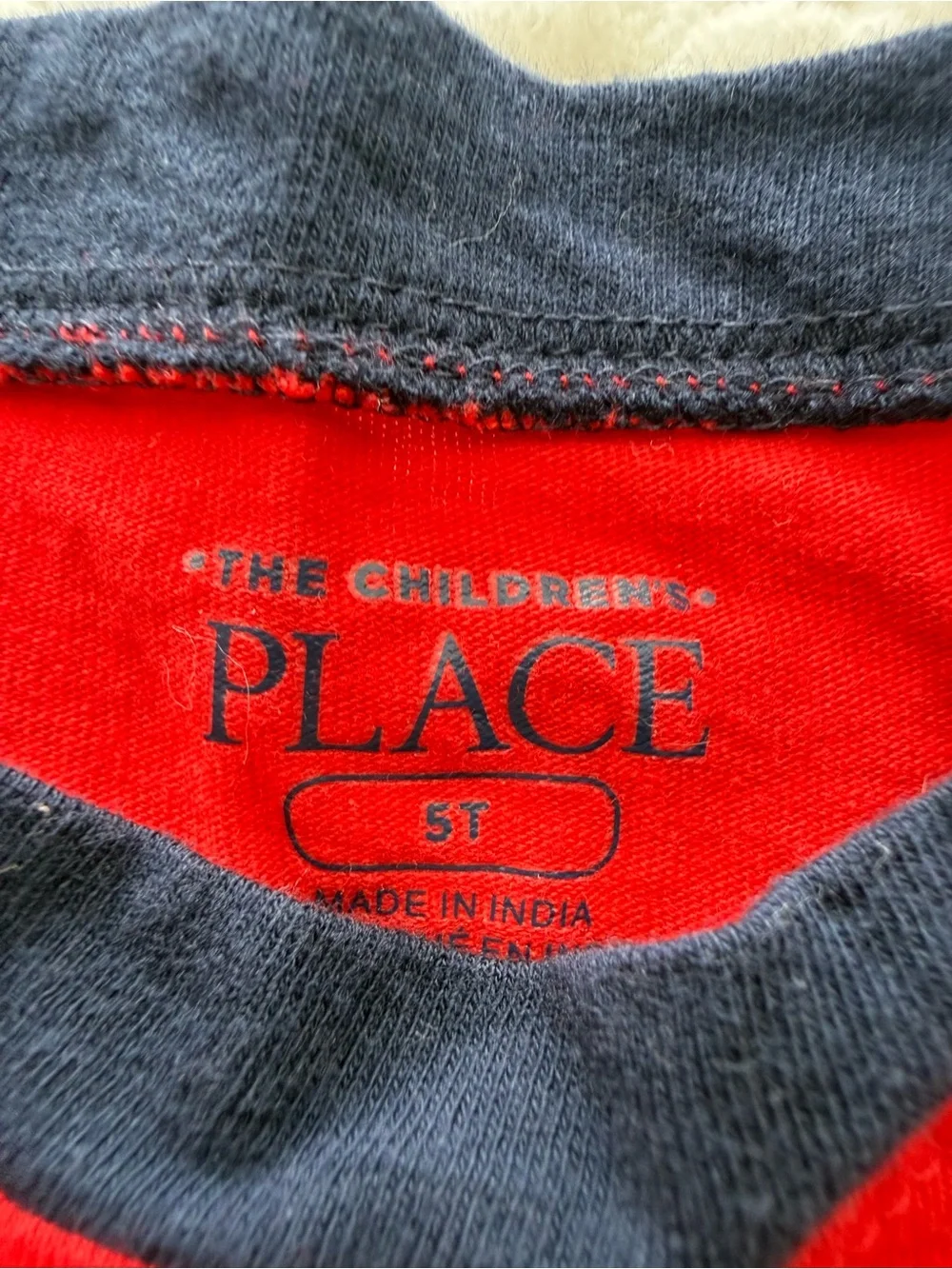 The Children's Place Red Long-Sleeve Tee with Navy Pocket & Stripes